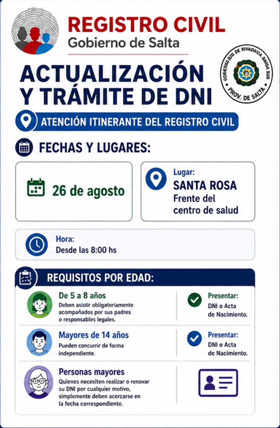 Operativo del Registro Civil en Santa Rosa