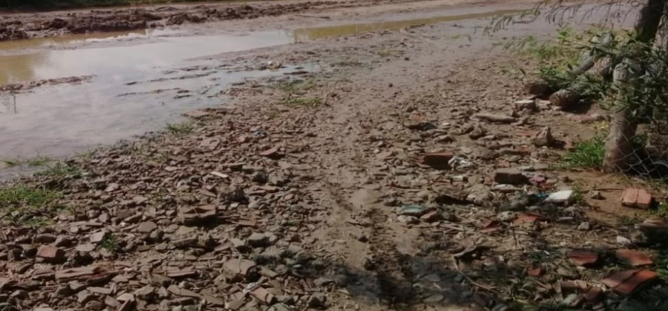 Calle afectada por el agua y el barro en Rivadavia Banda Sur