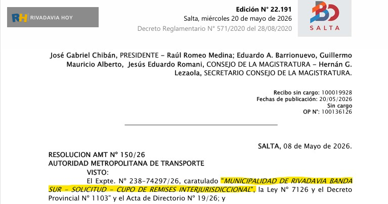 Fragmento de la Resolución AMT Nº 150/26 sobre el cupo de remises interjurisdiccionales